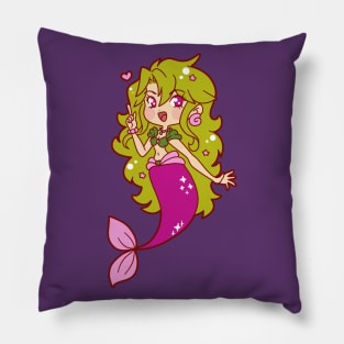 Green Haired Mermaid Pillow