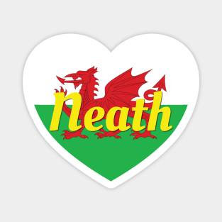 Neath Wales UK Wales Flag Heart Magnet