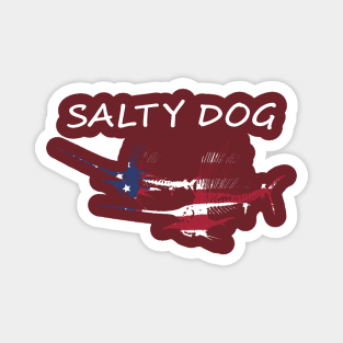 Salty Dog Painted American Flag Marlins Skeletons Magnet