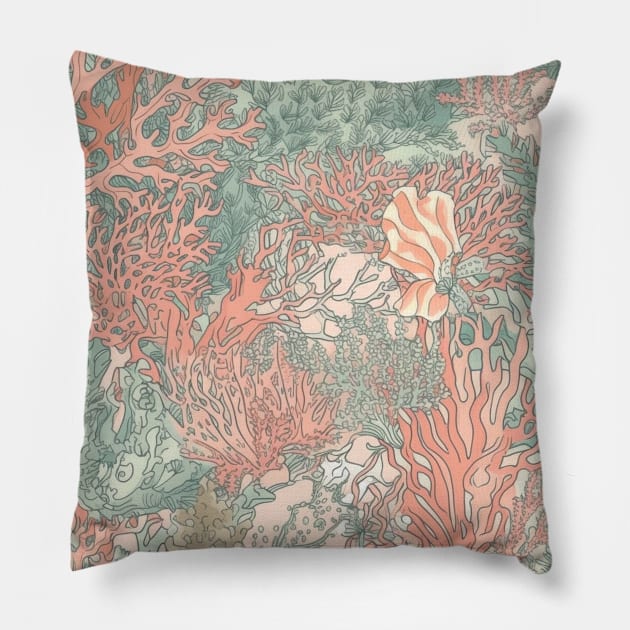 Pastel Coral Design Pattern V9 Pillow by Family journey with God