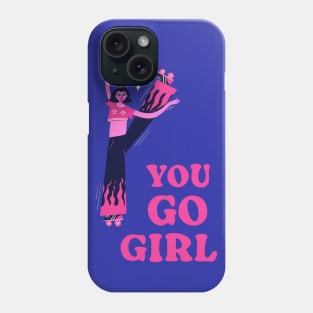 You go girl. Roller girl. Skater girl illustration Phone Case