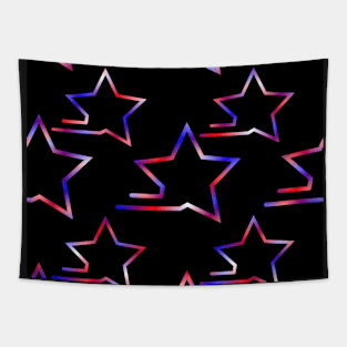 Fast Stars Red White Blue on Black Repeat 5748 Tapestry