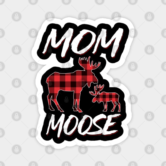 Red Plaid Mom Moose Matching Family Pajama Christmas Gift Magnet by intelus