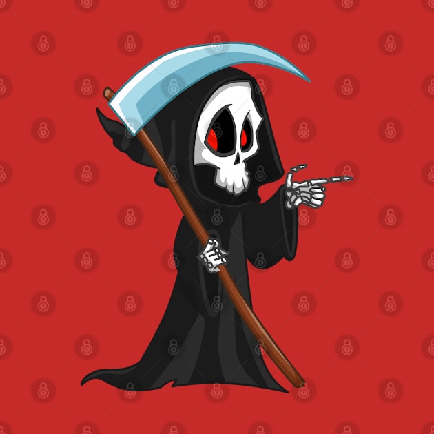 Cute Little Grim Reaper Halloween Skeleton Death by Gothic Rose Designs