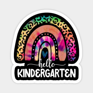 Hello Kindergarten Teacher Leopard Rainbow Back To School Magnet