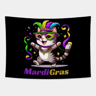 Mardi Gras Cat Kitten Funny Kitty Lover Tapestry