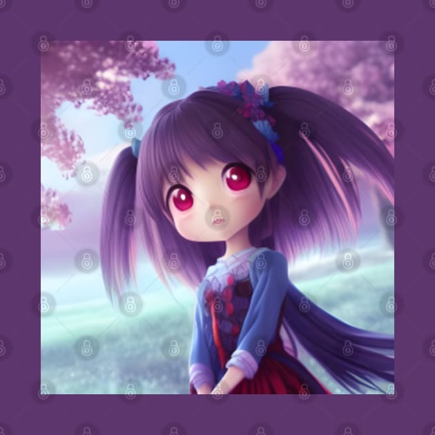 Beaux Animes Kawaii Art Cute Girl with a beautiful dress Illustration