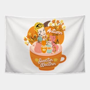 Cozy Retro Autumn Sweater Weather Tapestry