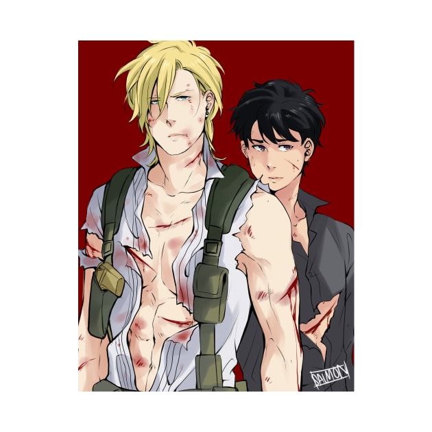 Ash and Eiji Rambo by MykaAndSalmon