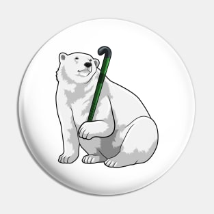 Polar bear at Hockey with Hockey stick Pin