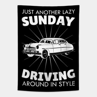 Just Another Sunday Driving Around In Style, Vintage/Retro Design Tapestry