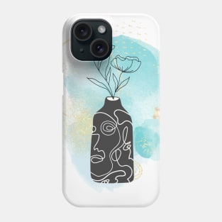 Flower vase watercolor painting - light blue paint Phone Case