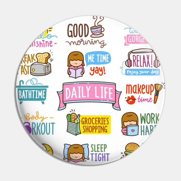 Sunshine Girl daily routine stickers set Pin by Eskitus Fashion