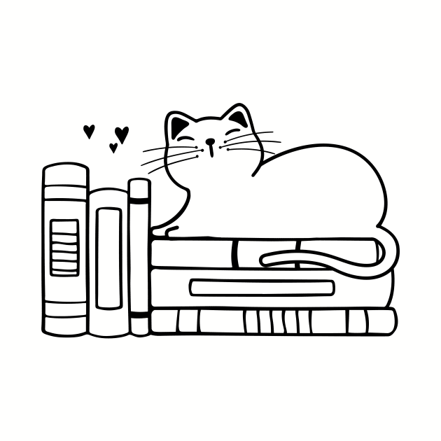 cat on books by Mstudio