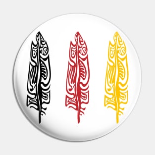 Three Feathers Medicine Wheel Colours Indigenous WAWEZHI CANADA Pin