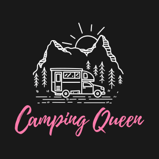 Camping Queen - Mountains Travel Campervan T-Shirt