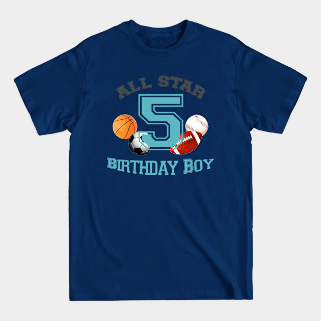 Discover 5 years old sports birthday - Varsity All Star - T-Shirt