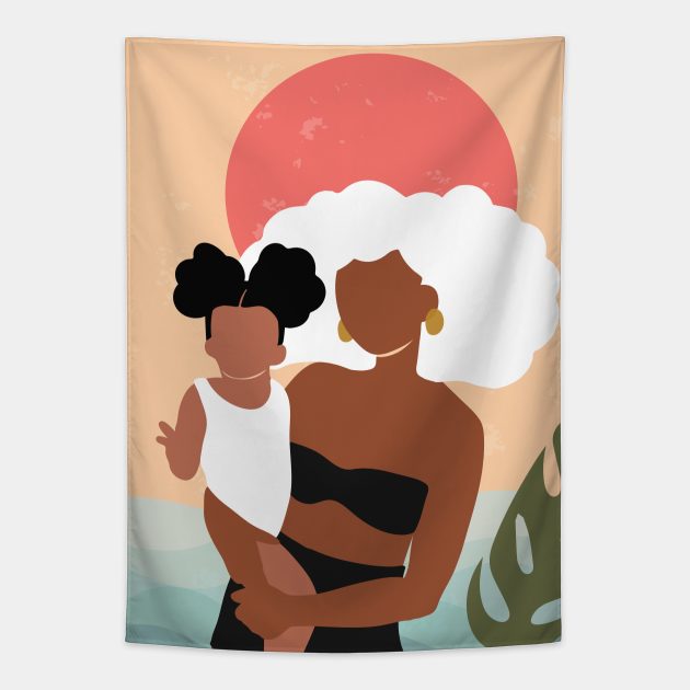 Mother and Daughter Tapestry by DomoINK