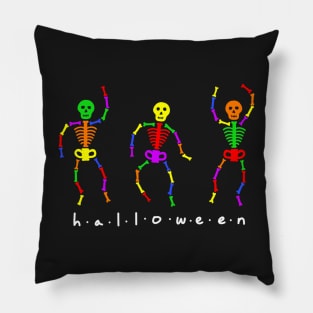 Rainbow Halloween Skeleton Pillow