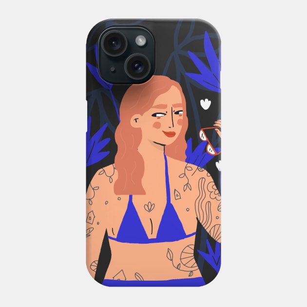 Summer and beach - Girl with tattoos in bikini Phone Case by London Colin