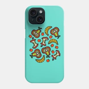 TUTTI FRUTTI Fun Tossed Retro Fruit with Apple Core Pear Banana Berries in Graphic Cartoon Style - UnBlink Studio by Jackie Tahara Phone Case