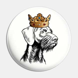 German Wirehaired Pointer Dog King Queen Wearing Crown Pin