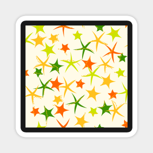 Starfish galaxy in lime green, emerald green, zesty orange and tangerine Magnet