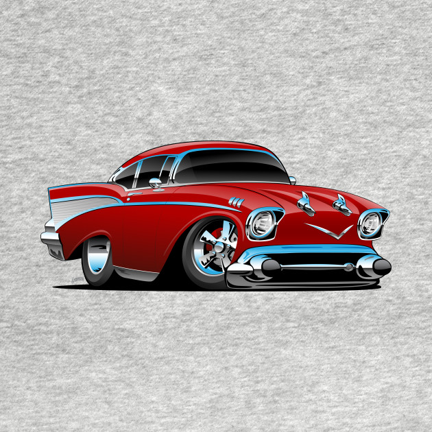 Classic Hot Rod 57 Muscle Car Low Profile Big Tires And Rims