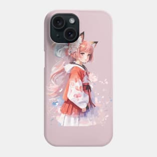 Kawaii baby in Kitsune fox kimono Phone Case