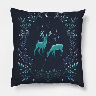 Deers in the Moonlight - Frosted Mint Pillow