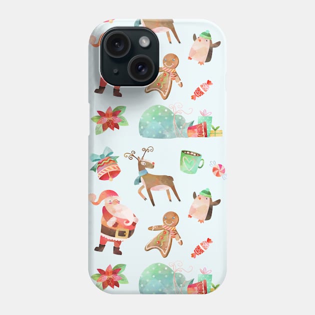 Christmas Gift Cute Christmas Pattern Santa Rudolph Holiday Decor Phone Case by InnerMagic