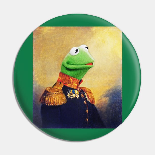 Kermit the Frog Retro Military Portrait Pin by UselessRob