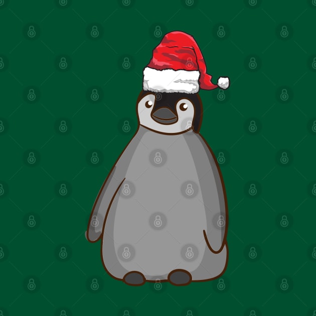 Santa Hat-Wearing Penguin Funny Christmas Holiday by Contentarama