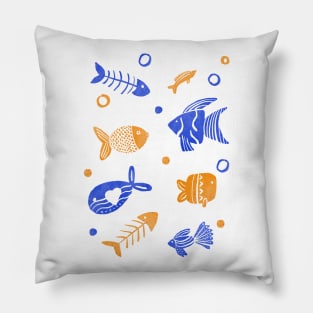 Blue and yellow tropical fishes Pillow