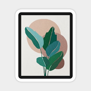 Tropical leaves, Botanical Mid century abstract art Magnet