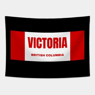 Victoria City in Canadian Flag Colors Tapestry