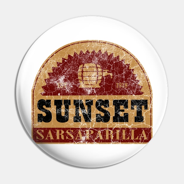 Sunset Sarsaparilla distressed logo Pin by zuckening