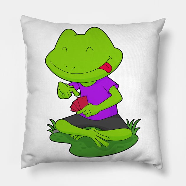 Frog Poker Poker cards Pillow by Markus Schnabel