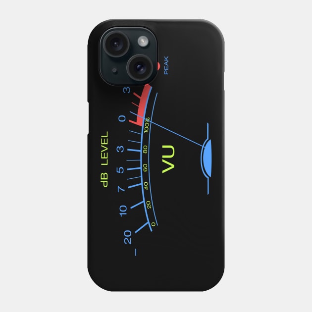 Volume VU Meter Vintage Audio Recording Studio Gear Guitar Musician Gift Neon Version Phone Case by blueversion