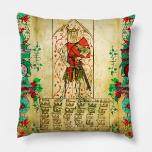 KING ARTHUR WITH WHITE RED DRAGONS Antique Medieval Miniature Pillow