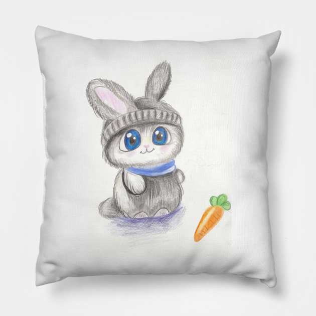 cute rabbit Pillow by OpaqueMoon