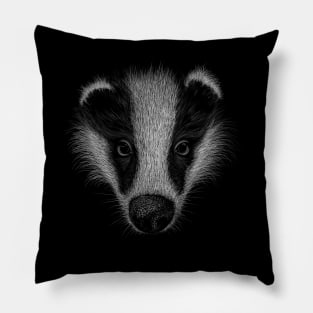 WildLife Sketch-Art Badger Pencil Drawing Pillow