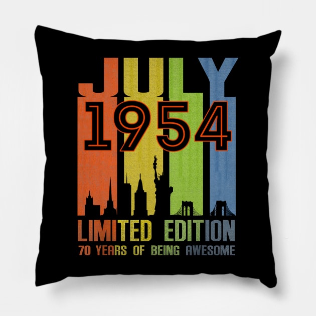 July 1954 70 Years Of Being Awesome Limited Edition Pillow by Brodrick Arlette Store