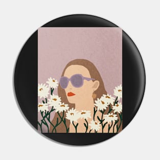 Girl and white flowers Pin