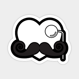 Hipster Heart with Mustache and Monocle Magnet