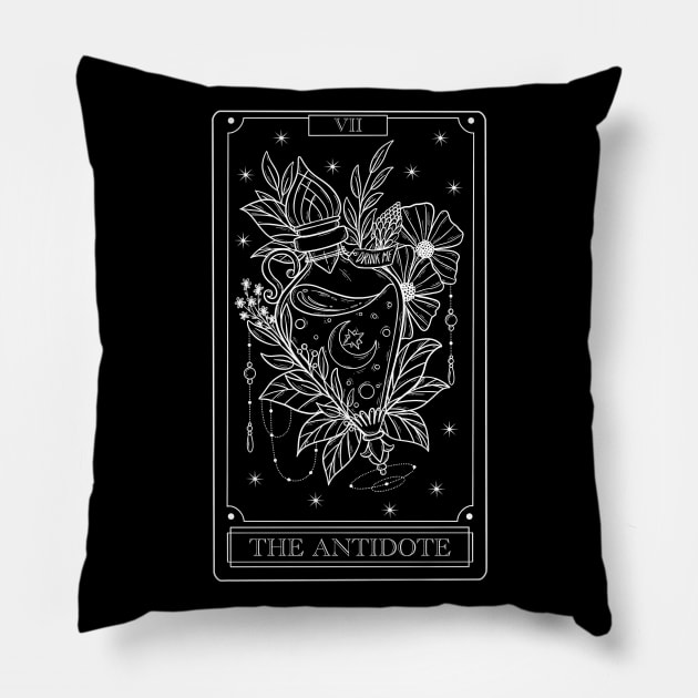 The Antidote Card - White Version Pillow by Nightly Crafter