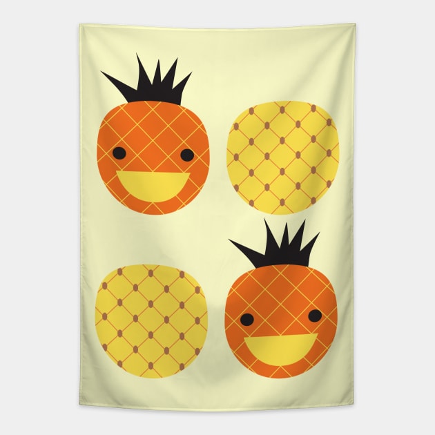 Happy Pineapples I Tapestry by littleoddforest