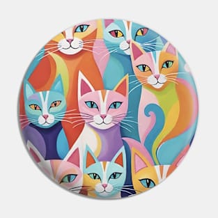 Rainbow Paws: A Colorful Cat Pattern Delight Pin
