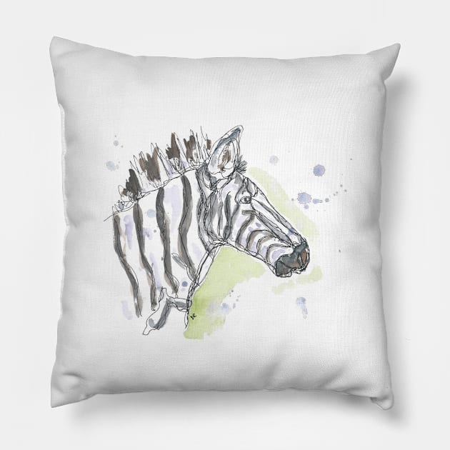 Zebra line drawing. Pillow by DebTheZeb