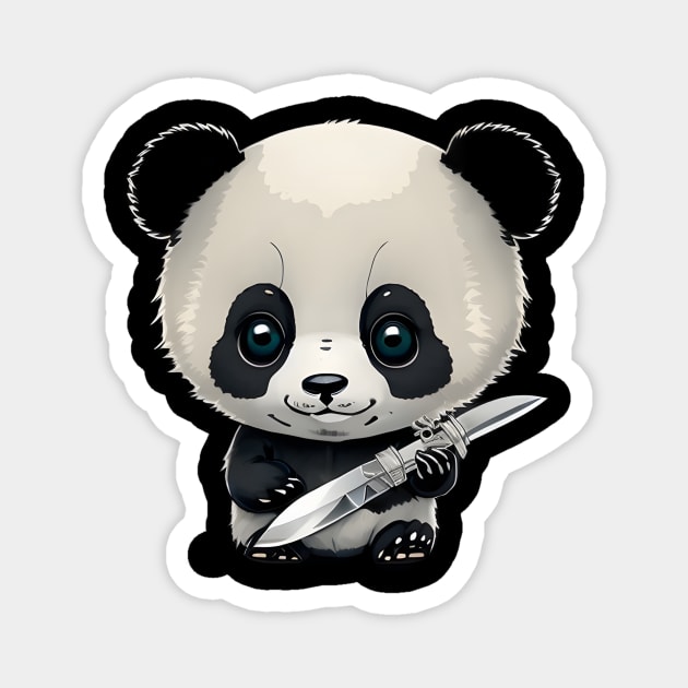 Animals with knives - Panda Magnet by JapKo